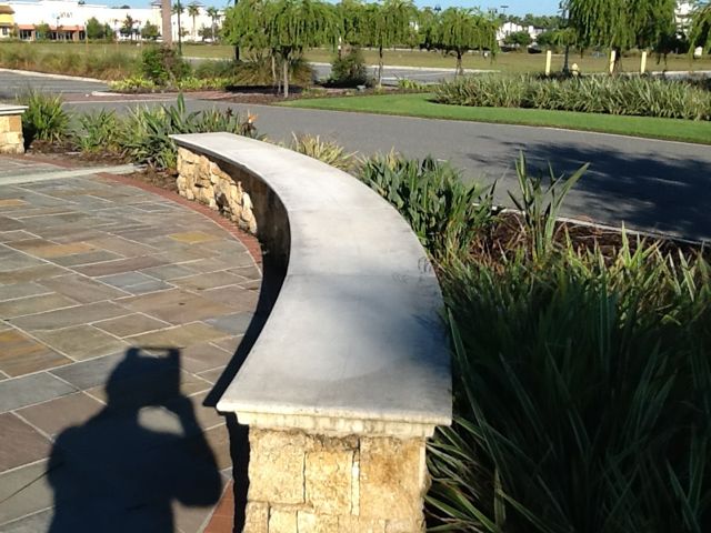 Seat and fountain wall cap at Port Orange Pavillion